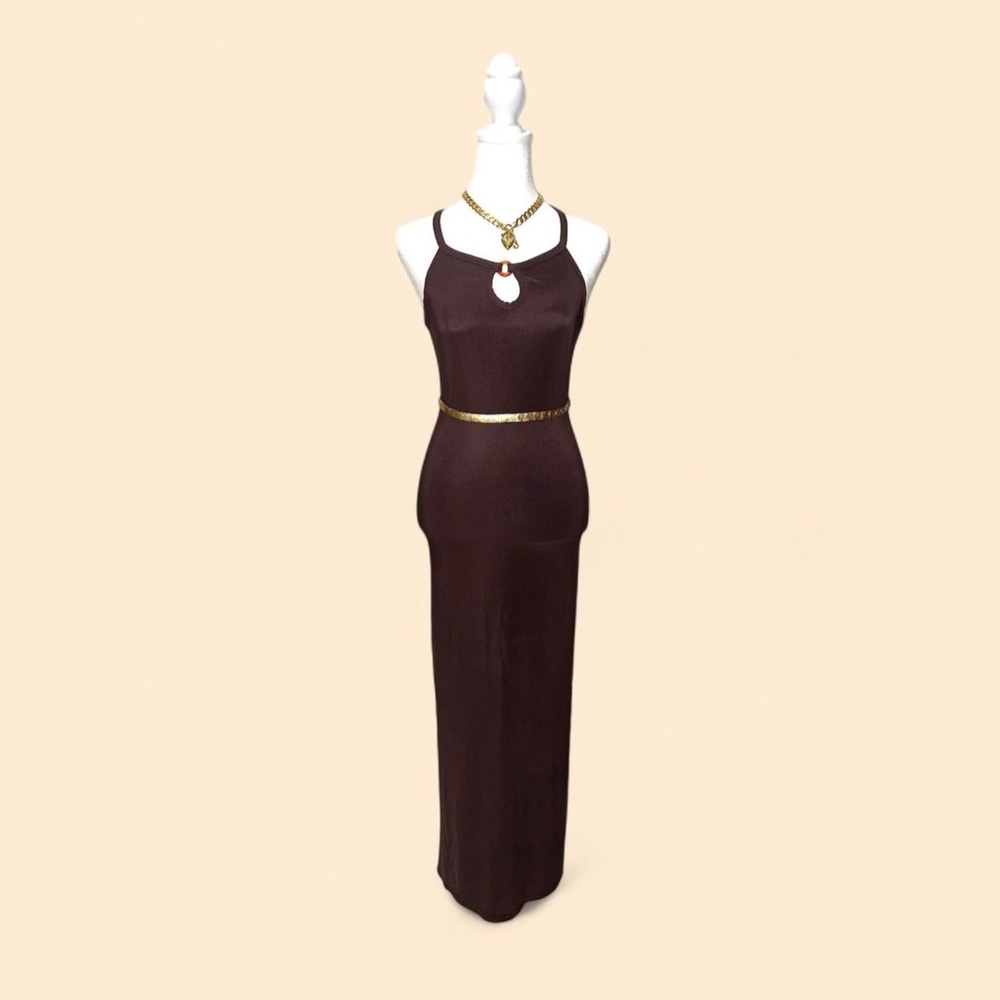 Y2K Team U.S.A Chocolate Maxi Dress